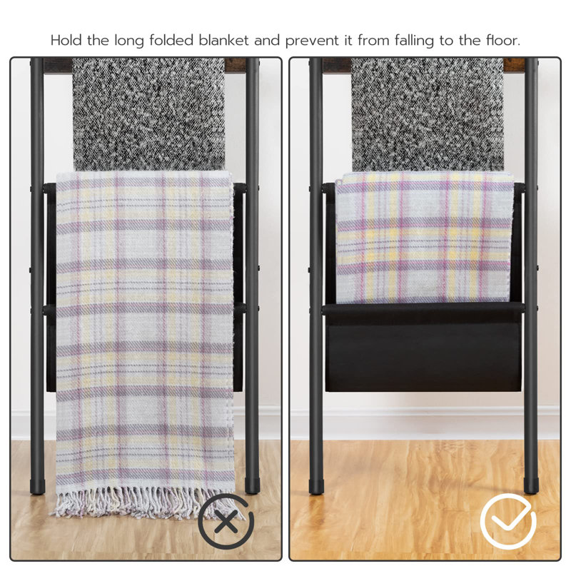 63" Blanket Ladder with 4 Hooks, Brown