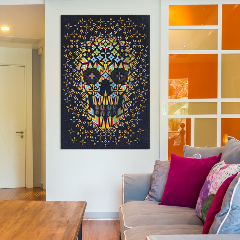 Crâne n ° 6, impression sur toile tendue, H 26 po x l 18 po x P 1,5 po, Toile tendue, Pas de tapis