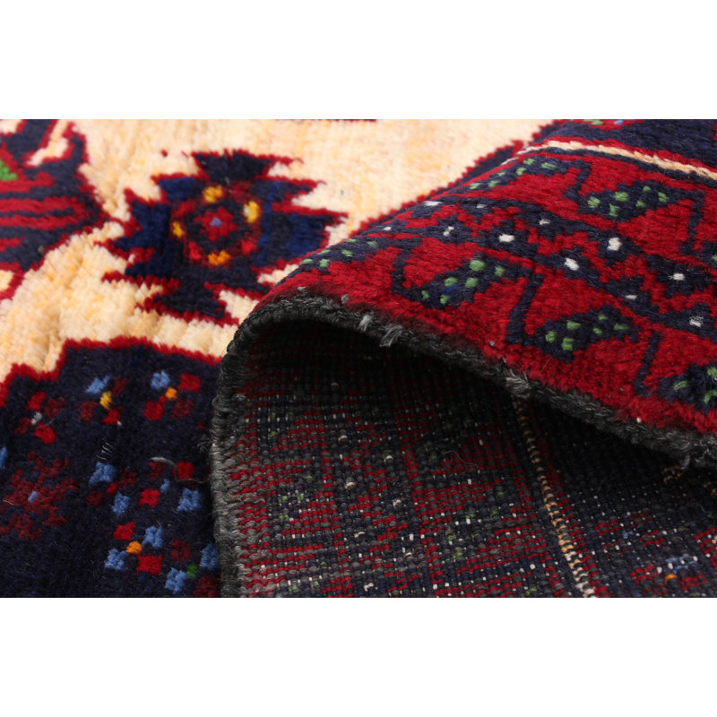Tapis décoratif en laine de conception unique Börkur noué à la main New Age 3 pi 2 po x 6 pi 2 po