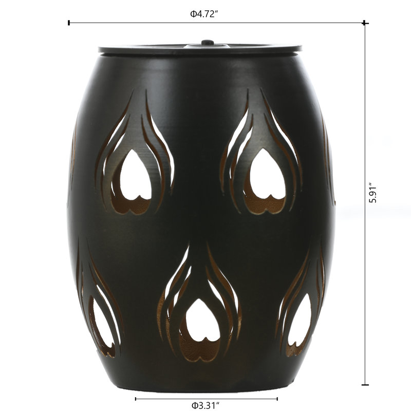 5.9'' H Black Solar Light Hollow Outdoor Lantern