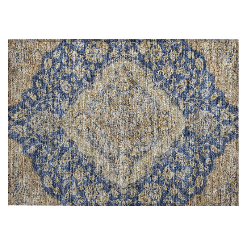 Tapis bleu marine intérieur / extérieur lavable à la machine Cicel ACN1151, Rectangle 1 pi 8 po x 2 pi 6 po