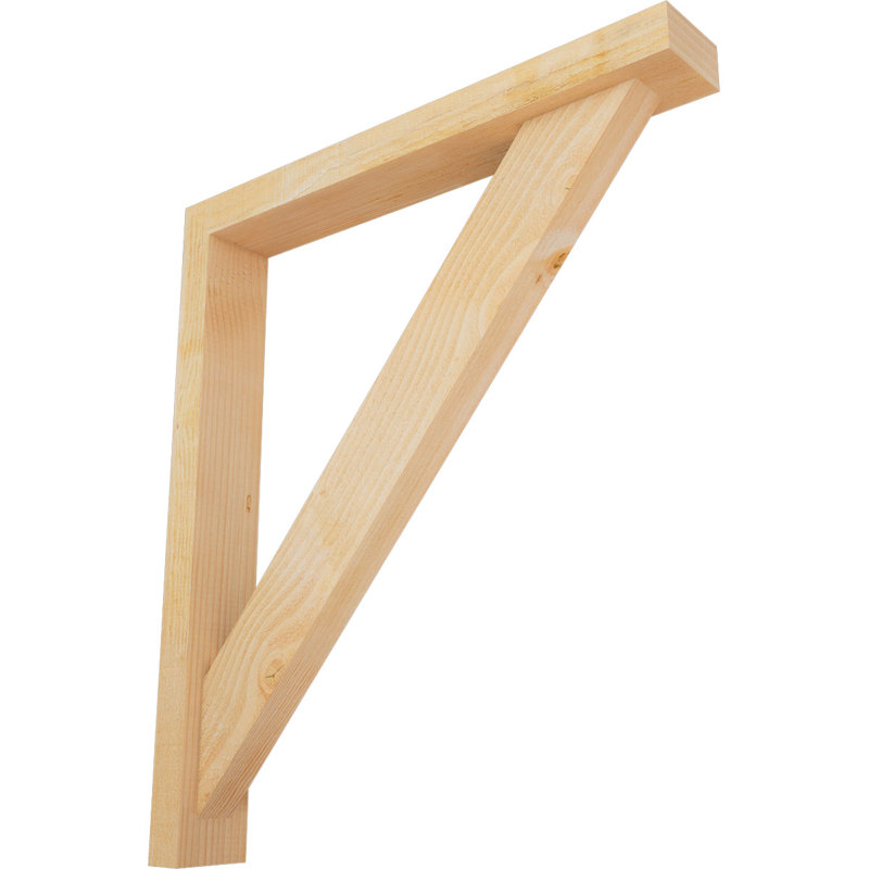 Traditional Block Bracket with Offset Brace, 32 x 28, 4"W Douglas Fir (Rough Sawn)