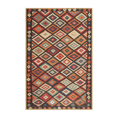 Tapis contemporain rouge / beige / noir