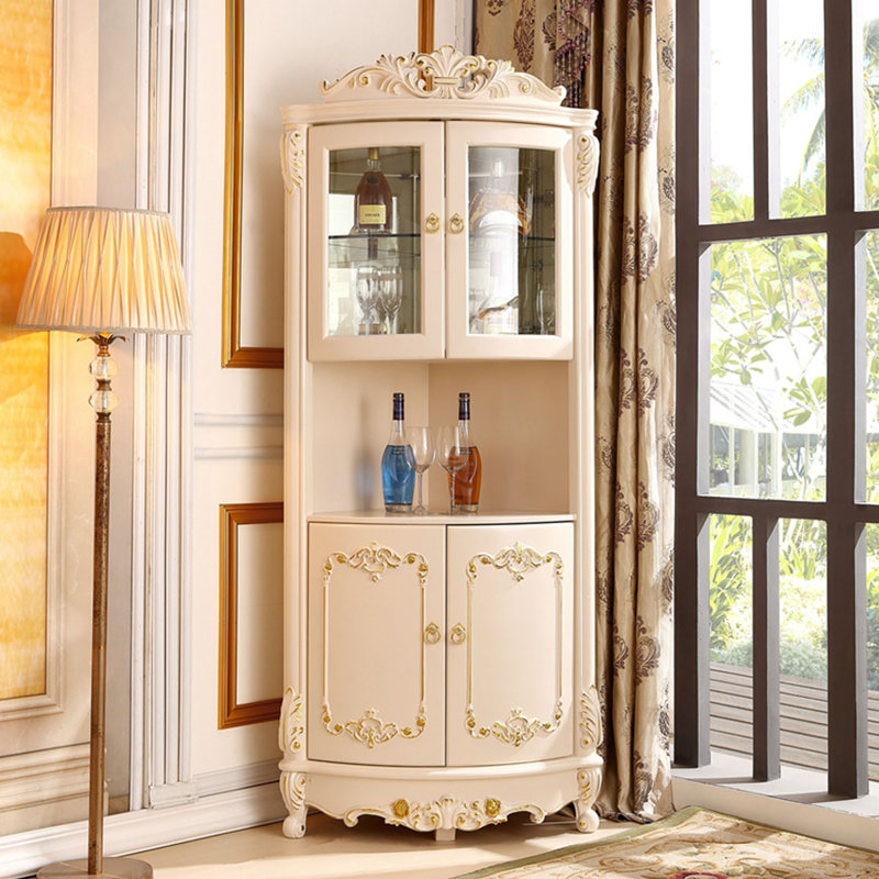 Beige Solid Wood Corner cabinet, Beige, 78.74" H x 23.62" W x 35.43" D
