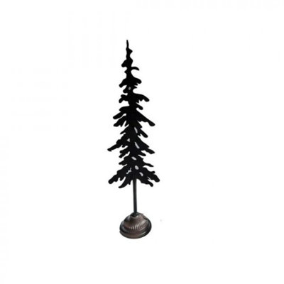 Statuette d'arbre en métal noir sur pied