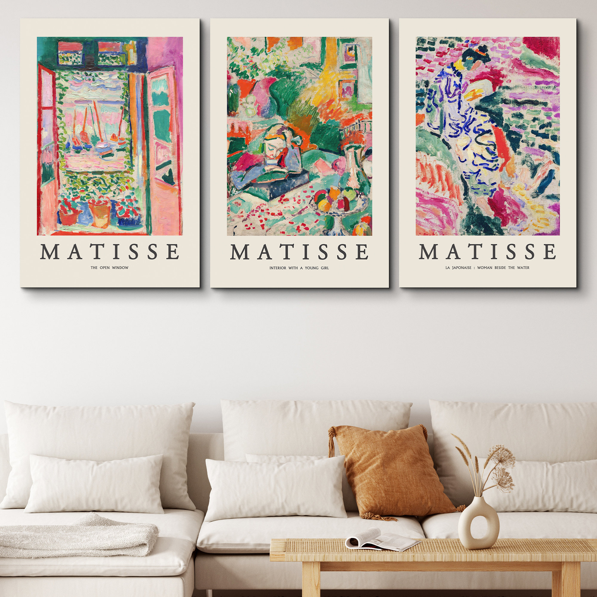 IDEA4WALL Classical Artwork French Floral Window Girl Woman Colorful Abstract Still Life - Canvas 3 Pieces Henri Matisse Print & Reviews | Wayfair