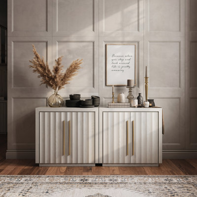 Modular Sideboard with Storage & Adjustable Shelves, White Sand
