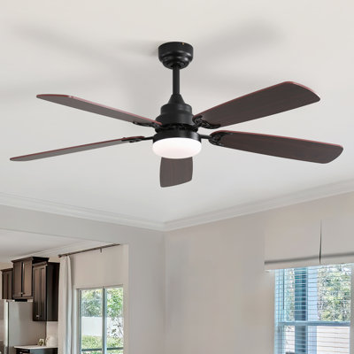 Derick 5-Blade Modern Ceiling Fan with LED Light and Remote Control