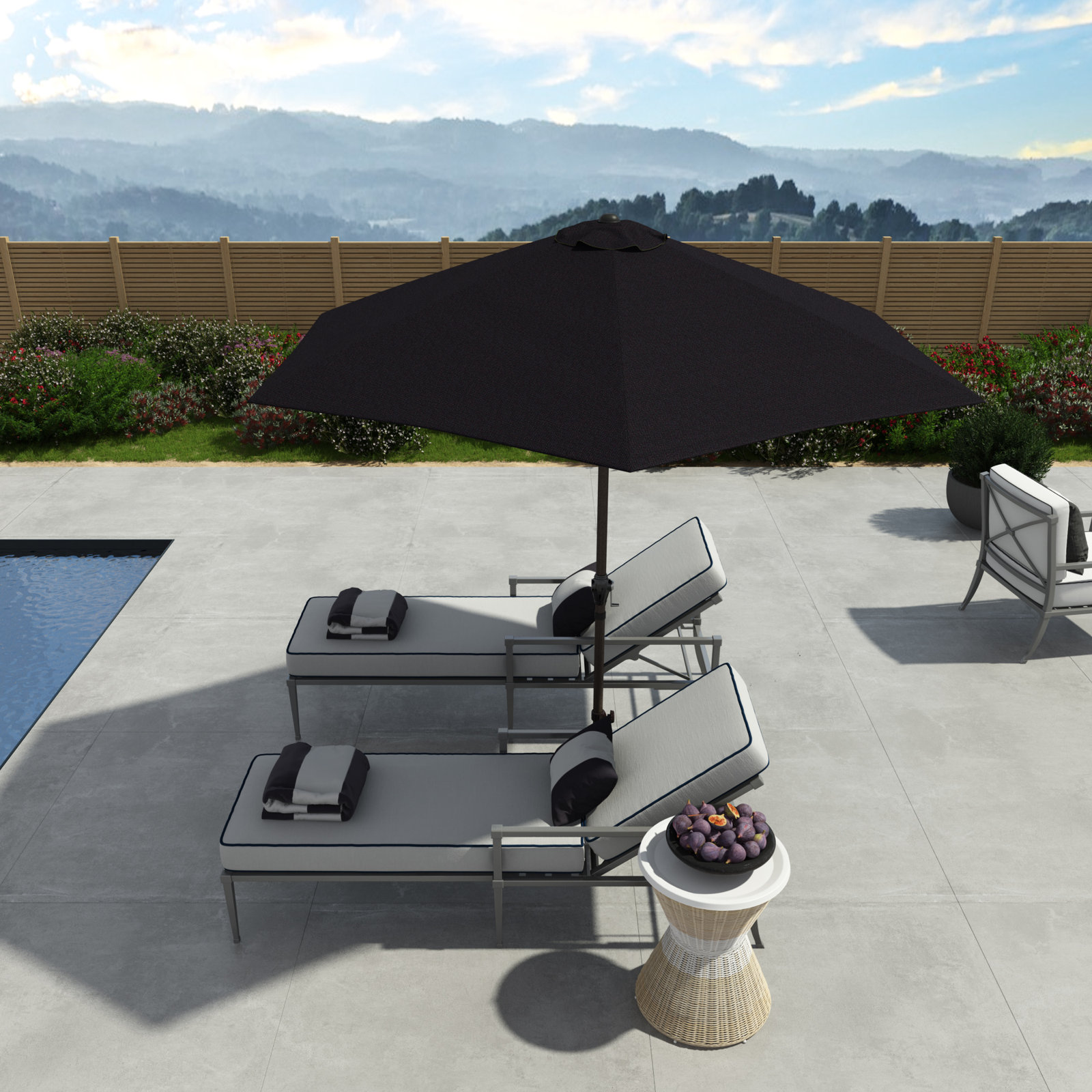 Astraea 108'' Outdoor Umbrella, Navy Blue - Polyester