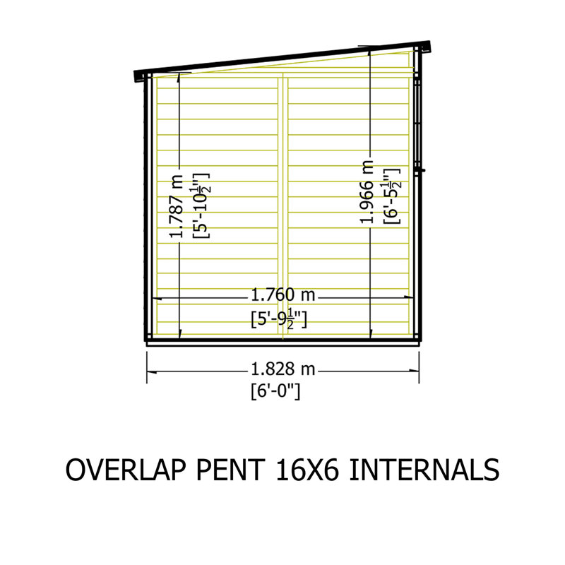 Garden Value with Windows 16 ft. W x 6 ft. D Wood Overlap Pent Storage Shed