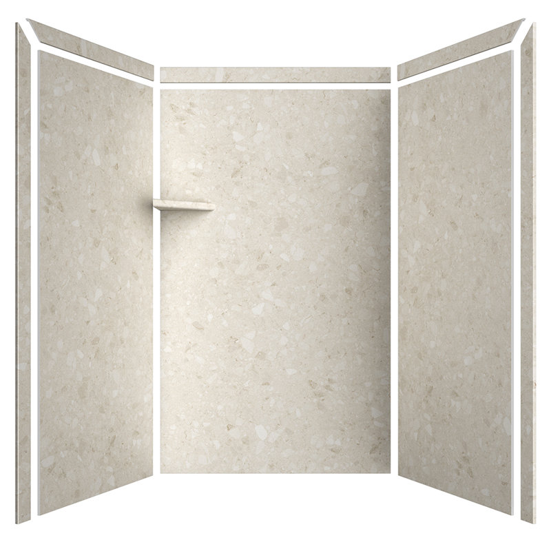 FlexStone Elegance 3-Panel 48"W x 36"D x 80"H Alcove Shower Surround in Calabria, Calabria