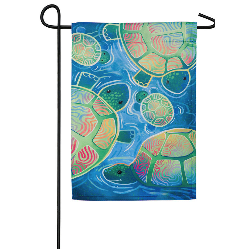 Suède de 2 côtés 18 x 12,5 po turtle family drapeau de jardin