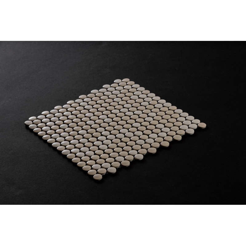 Mosaïque à pois 1 po beige et blanc brillant