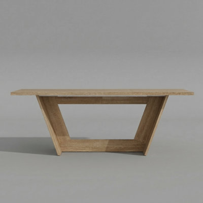 81.5" Oak-Finish Conference Table – Modern V-Leg Design, Durable & Spacious