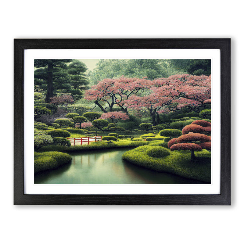 Japanese Garden Vol.1 - Single Picture Frame Print, Black Framed, 46cm H x 64cm W x 2cm D