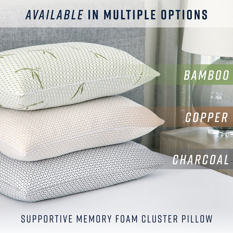 BodiPEDIC Memory Foam Cluster Bed Pillow with Rayon from Bamboo Infused Cover