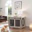 Meuble en bois pour cage de cage de chien avec porte de grange coulissante-1421840617
