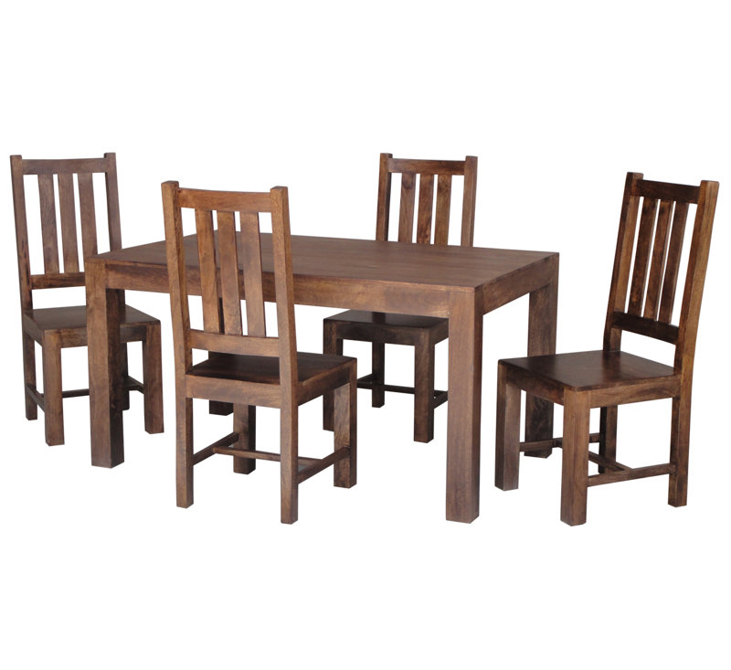 Friel 4 - Person Dining Set, Dark Brown, 76cm H x 145cm L x 90cm W