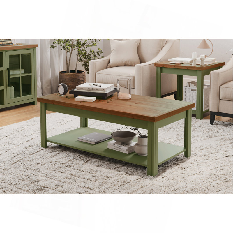 Table basse Brixham 48 po, aucun assemblage requis, finition deux tons, Sauge / bois fruitier