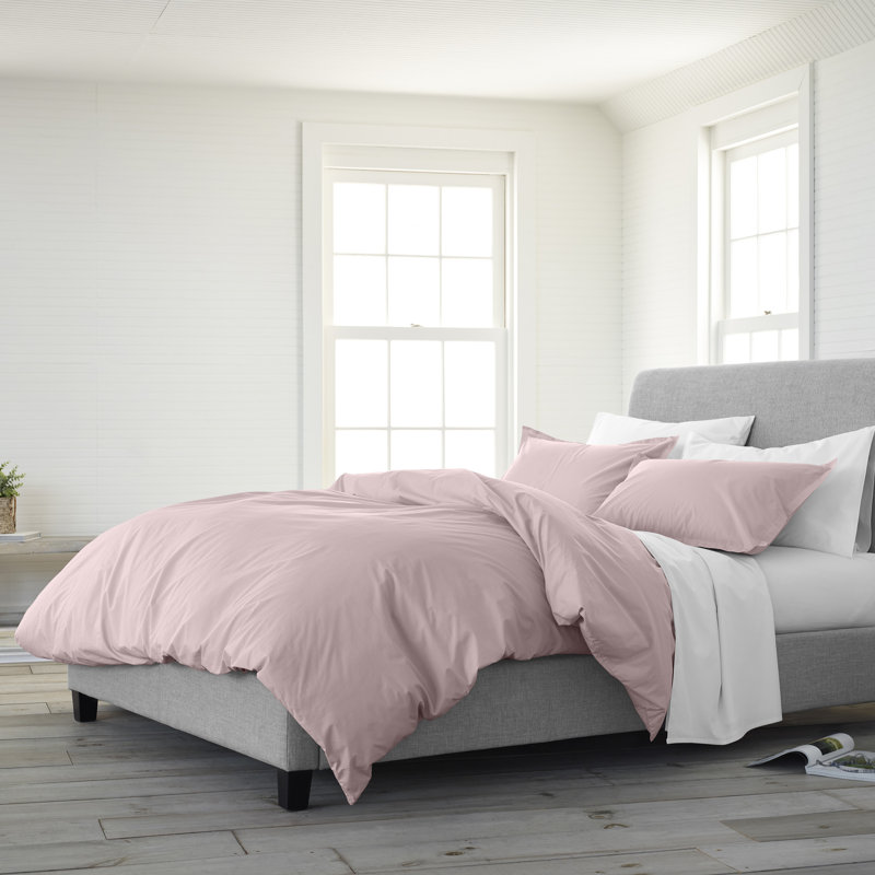 Clean Design Home T300 Percale Duvet Set, Twin XL Duvet Cover + 1 Standard Sham, Pink