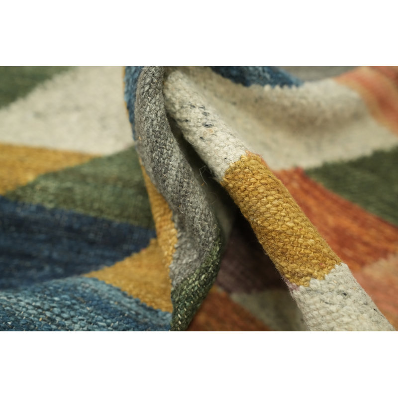 Tapis moderne en laine multicolore tissé à la main 3 x 5