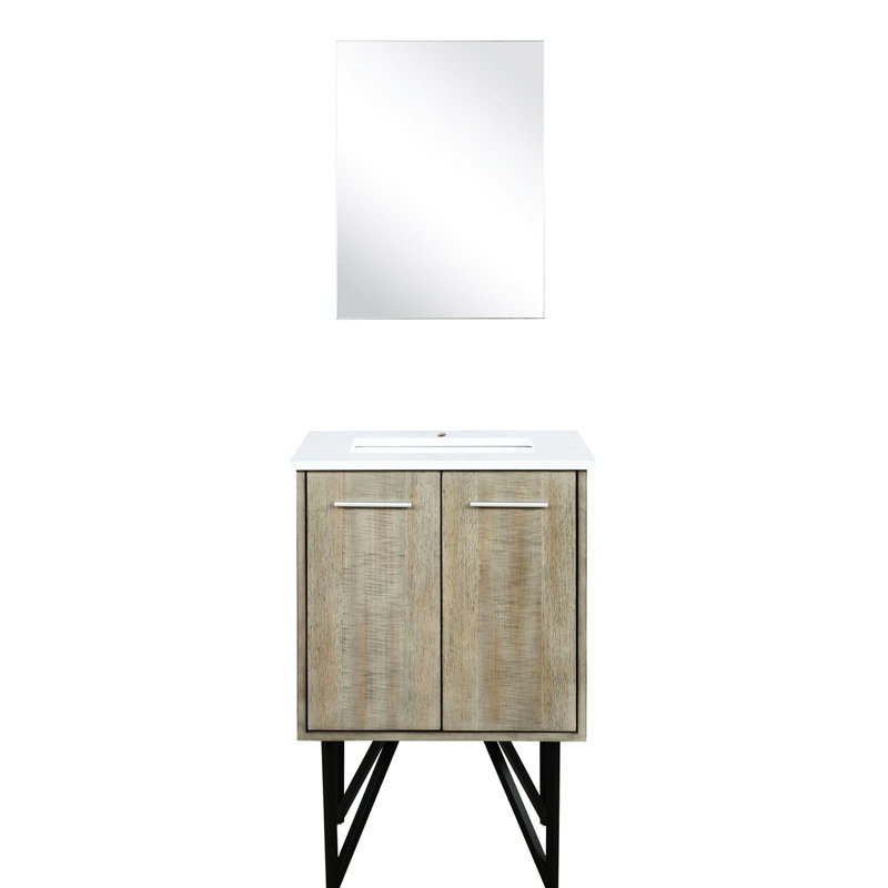 Meuble-lavabo en bois 24 po L 20 po x P, comptoir en marbre et miroir de 18 po - coiffeuse d'apparence élégante, plateau, qualité durable