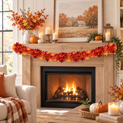 50 Ft Glitter Maple Leaf Tinsel Garland for Thanksgiving and Fall Decor