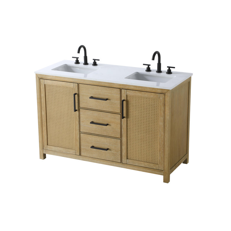 Meuble-lavabo double 54 po, Lin chêne