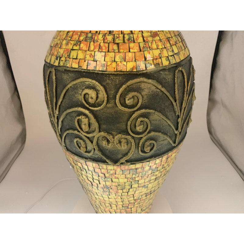 Vase de plancher en mosaïque bleu / orange / rouge Arkdale