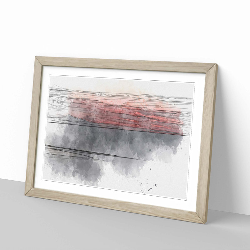 Sunset over Alaska in Abstract - Picture Frame Graphic Art Print, 27cm H x 36cm W x 2cm D, Oak Framed