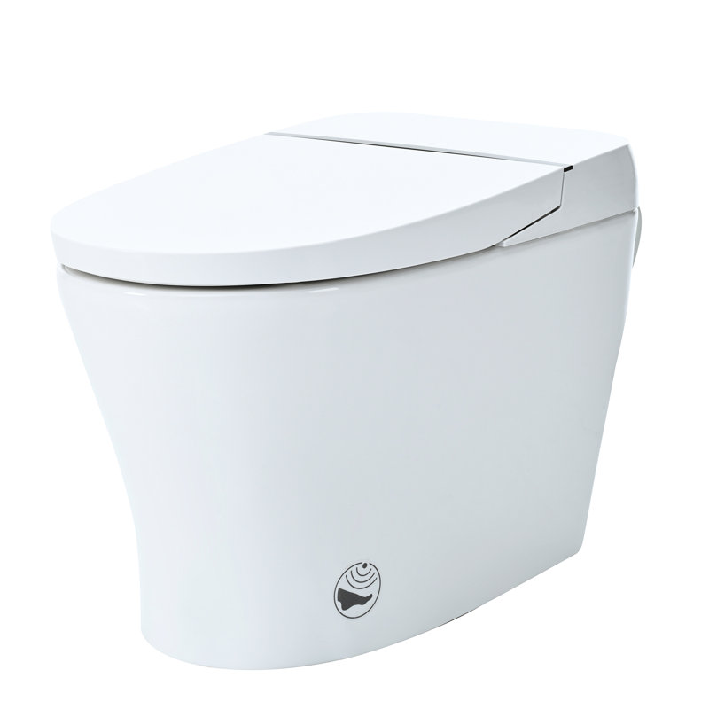 Toilette à double chasse Upmarket - Siège chauffant, capteur de pied à chasse d'eau, nuit, commande à bouton, excellente performance de chasse d'eau en céramique