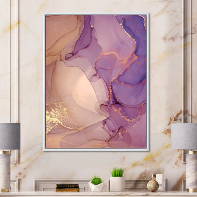 Nuage d'encre de marbre mauve et jaune - peinture sur toile