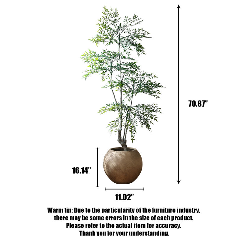 Arbre vert artificiel minimaliste réaliste en pot rond