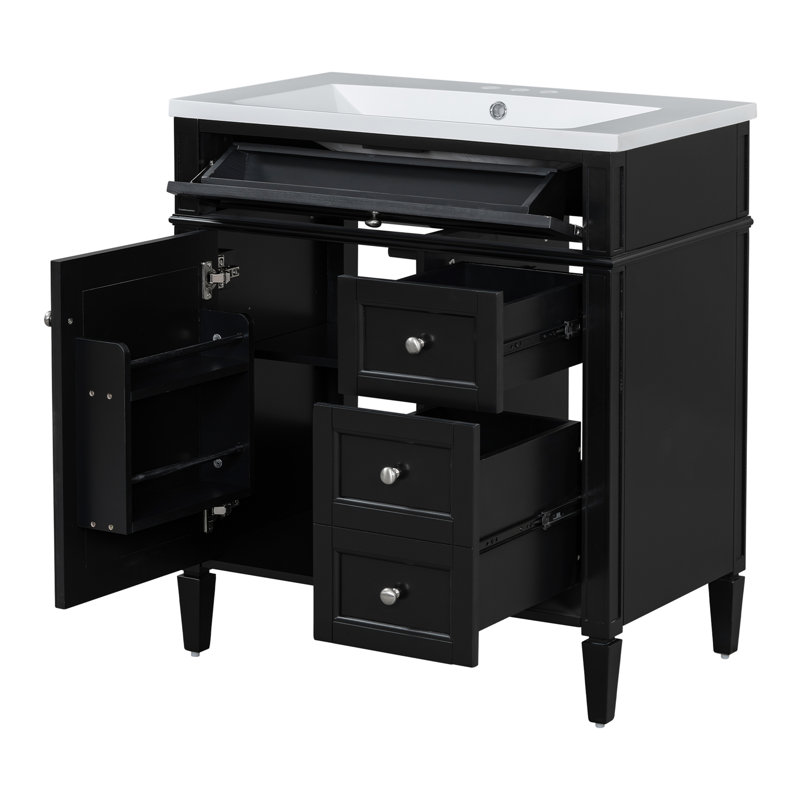 Meuble-lavabo de 30 po avec lavabo supérieur, Noir