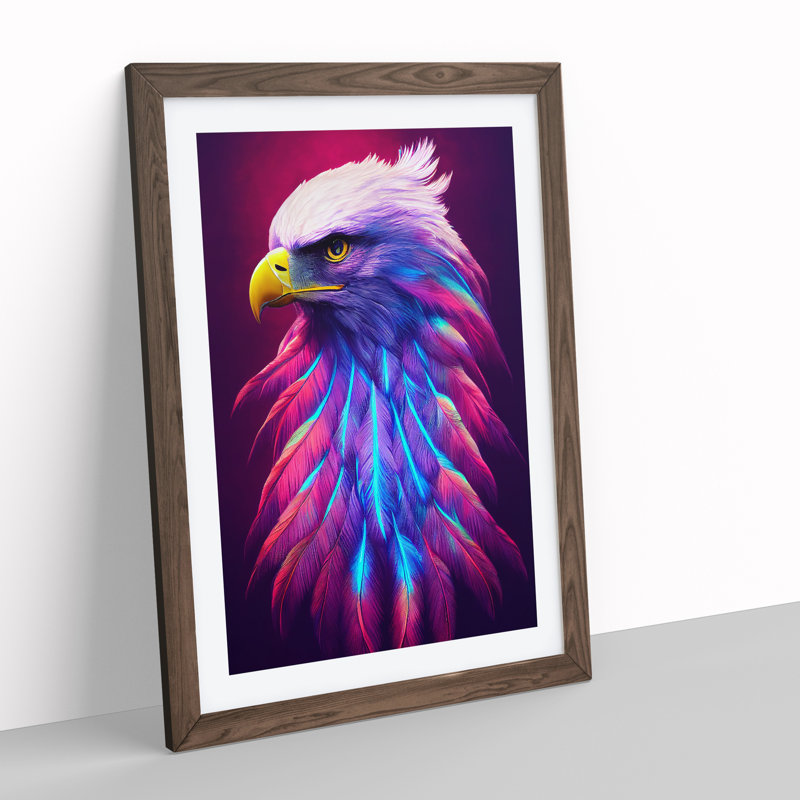 Charismatic Eagle Bird 1 Piece Single Picture Frame Wall Art, 46cm H x 34cm W x 2cm D, Walnut