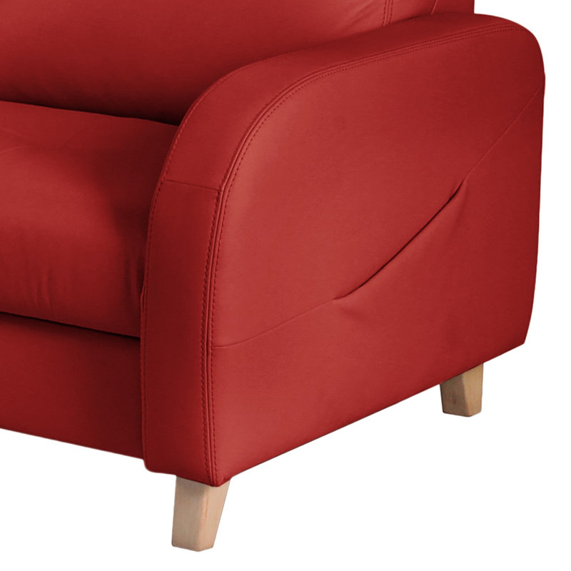 Roger Leather Corner Sofa, Left Hand Facing, Red