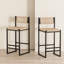 Chaises fonctionnelles de salle à manger - de 2, siège en corde de papier, vis de bar chic, 2 pièces, tissage, noir et miel