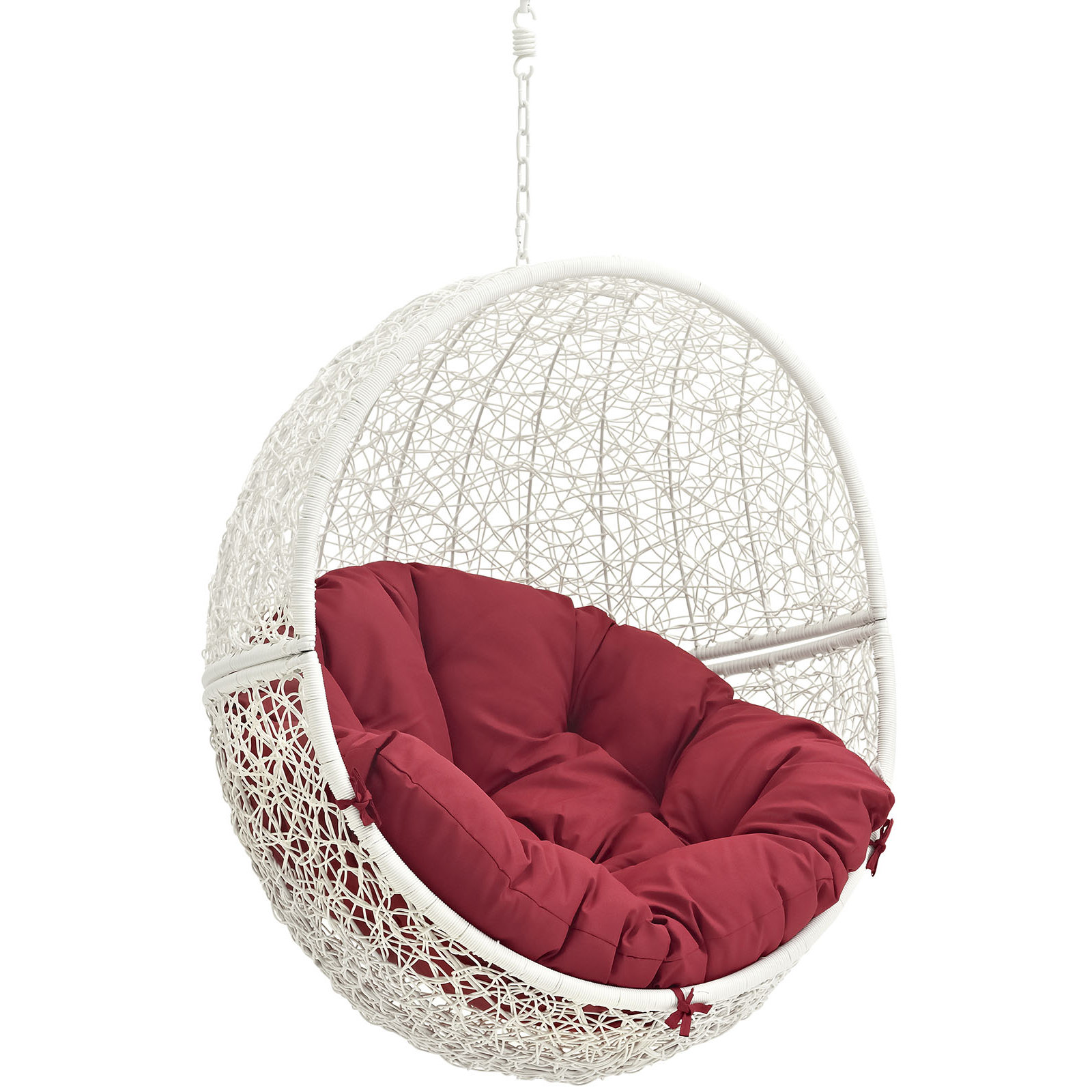 Modway Hide Outdoor Patio Swing Chair Without Stand, White/Red
