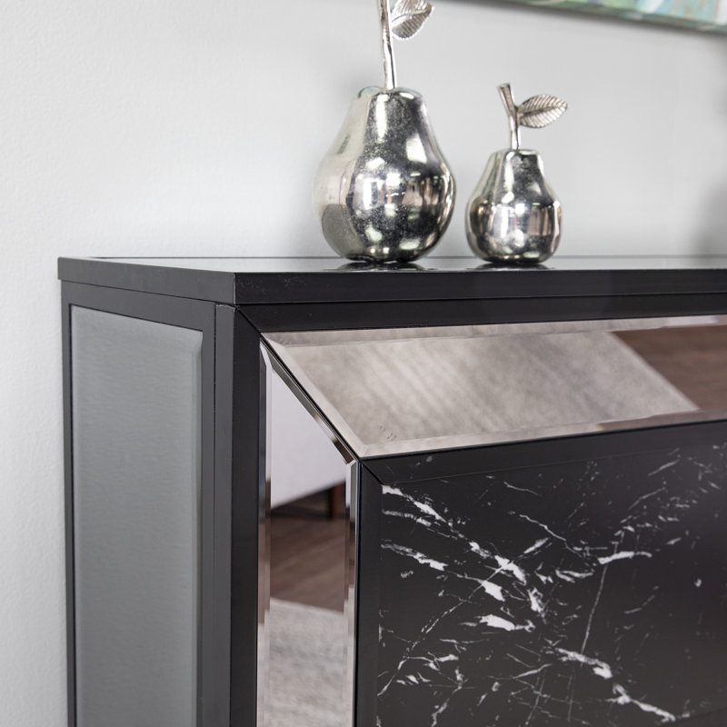 Trandling Mirrored Faux Marble Colour Changing Fireplace, Antique Silver And Black