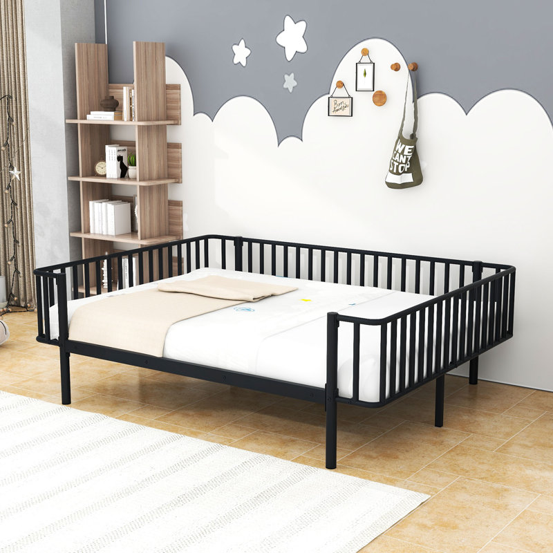 Plateforme en métal avec lattes, Black, Full