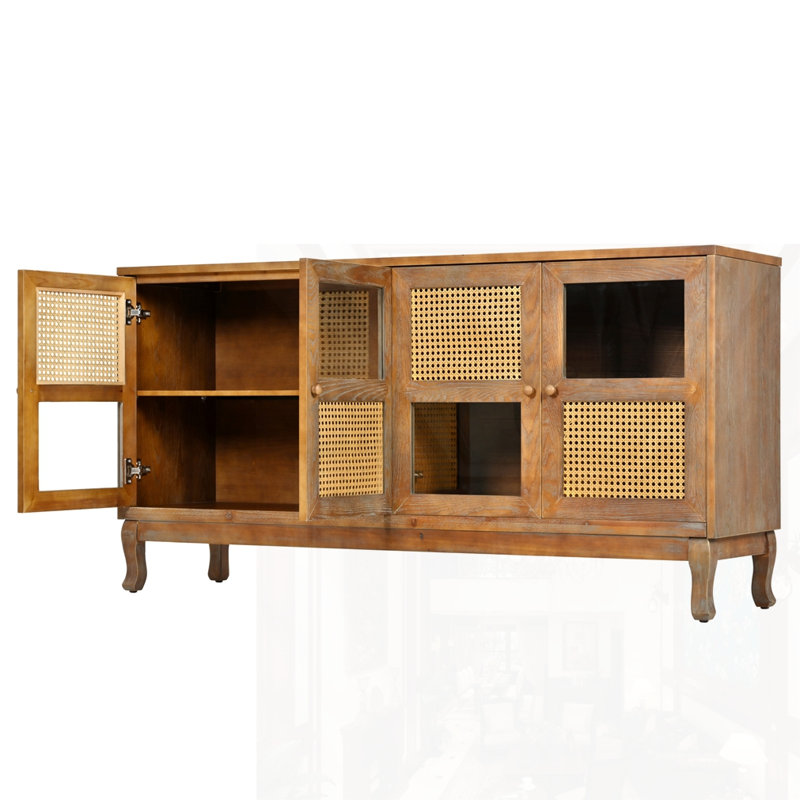 Buffet rétro à 4 portes avec grand espace de rangement, Brun antique