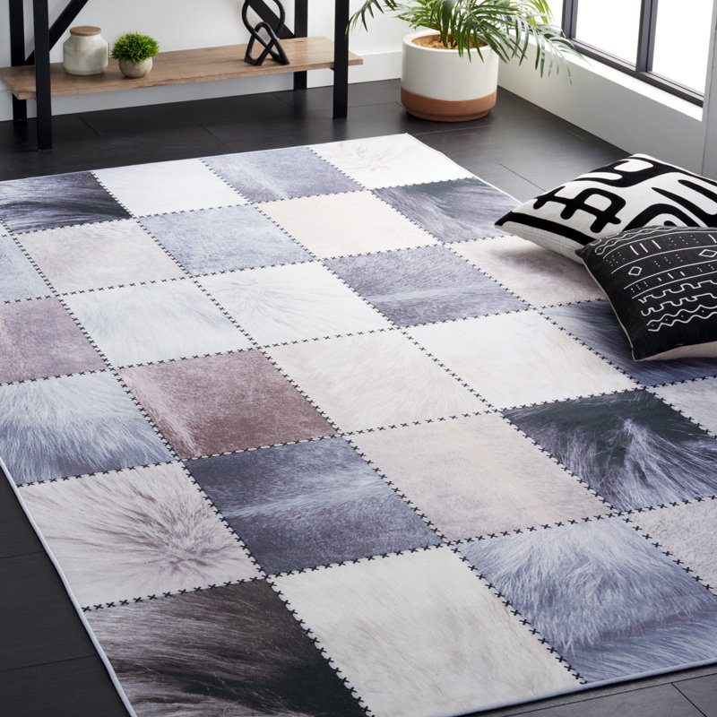Faux Hide Performance Machine Washable Geometric Rug, Rectangle 5' x 8'