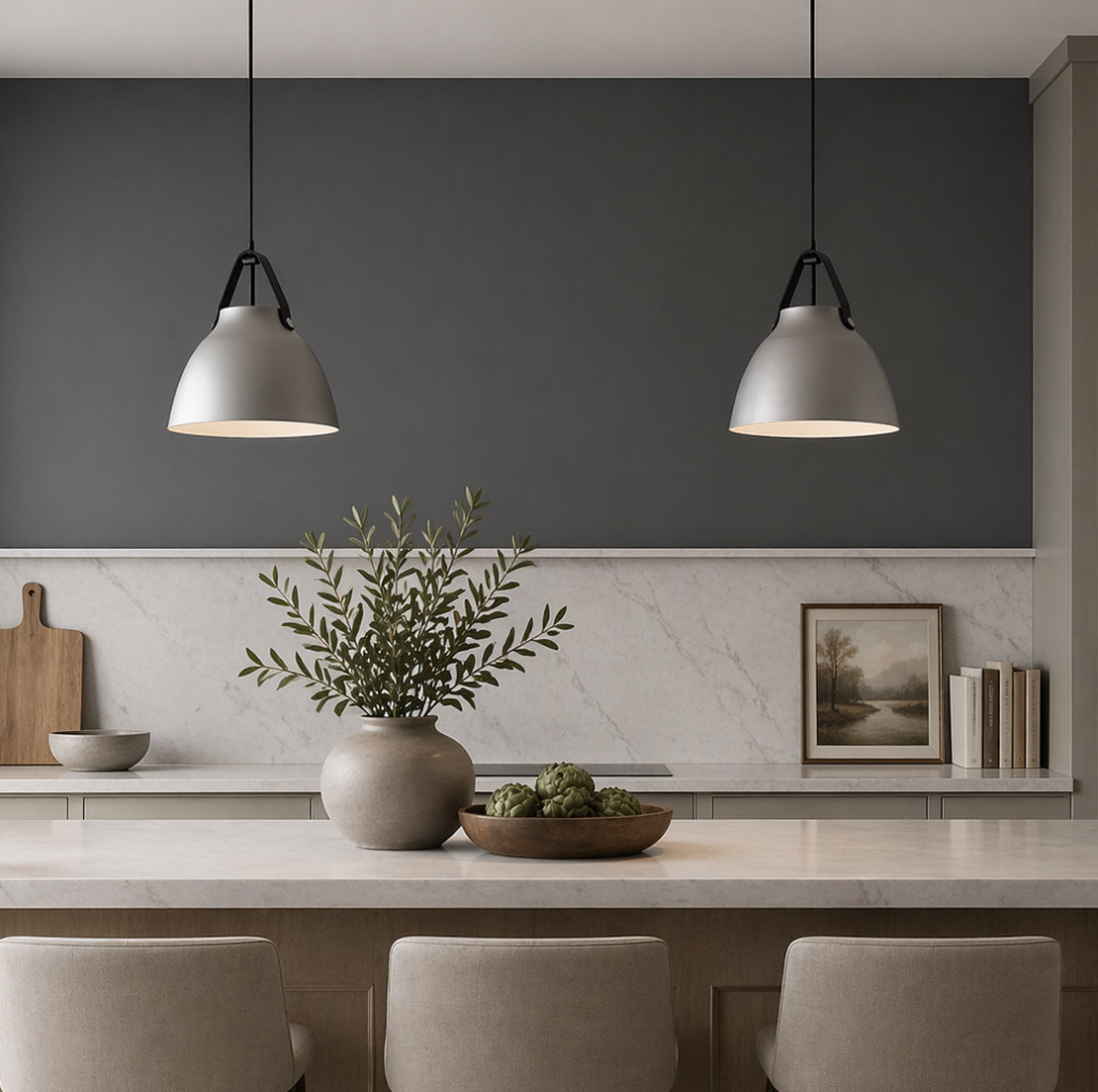 Gianni Dimmable Dome Single Light Pendant, Black/Brushed Patinum, 14.5" H x 14.25" W x 14.25" D