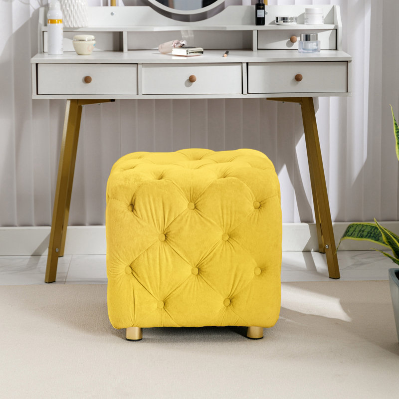 Banc rembourré en velours Asharie, Jaune