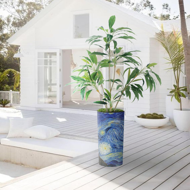 66'' Faux Dracaena Tree in Planter, Starry Night Blue