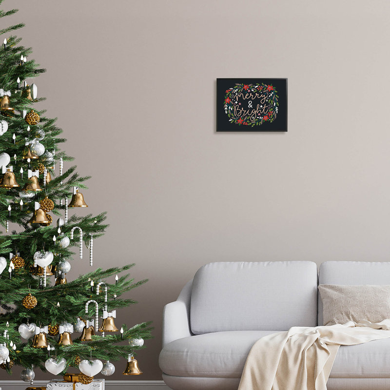 Joyeux et lumineux poinsettia - 227, Giclée encadrée noir minuit, H 11 po x l 14 po x P 1,5 po