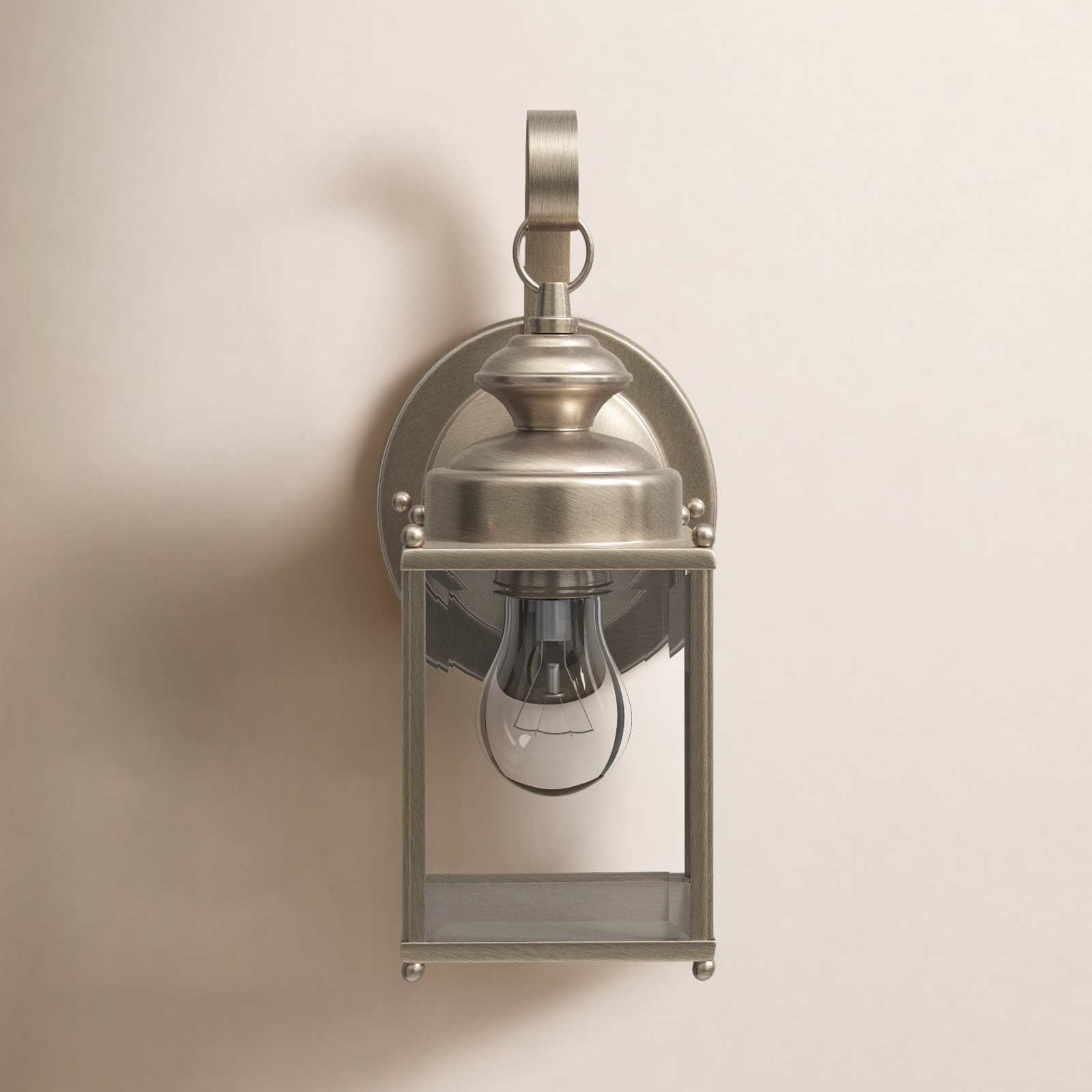 Tiernan Single Light Outdoor Wall Light, Antique Brushed Nickel, 11.25"H x 4"W x 5.75"D