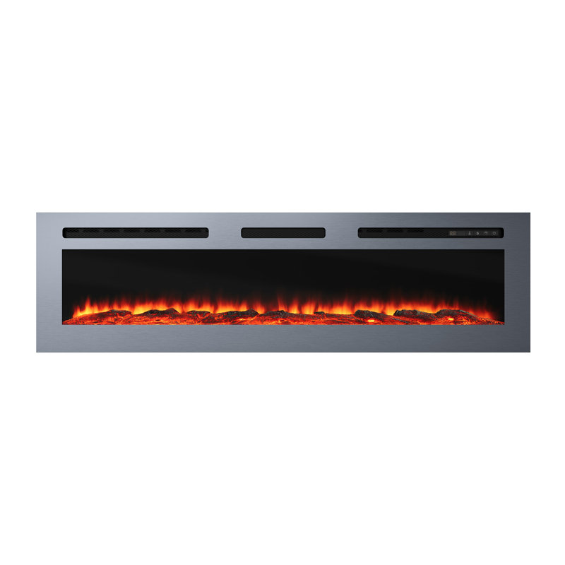 Wall Mounted & Recessed Electric Fireplace With 12 Flame Colors, 17" H x 60" W x 8.11" D