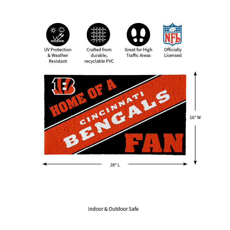 NFL Home of a Fan Team Color Outdoor Doormat, Cincinnati Bengals