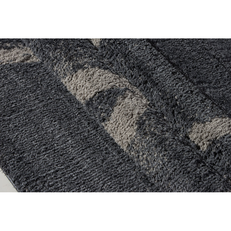 Tapis noir à motif abstrait Ramer, Rectangle 2 pi 7 po x 5 pi